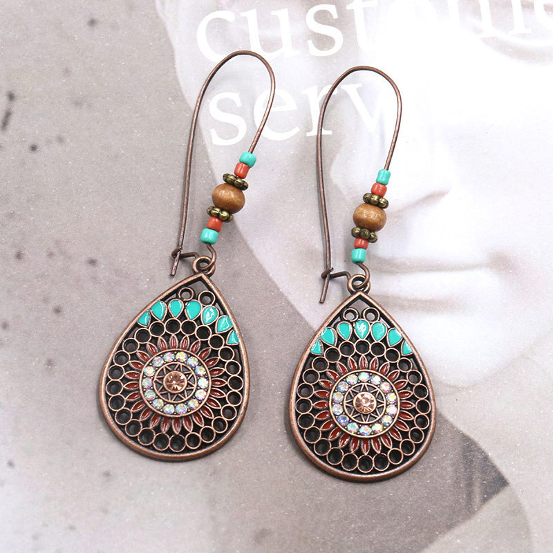 Bohemian National Style Drop Shaped Alloy Long Earrings
