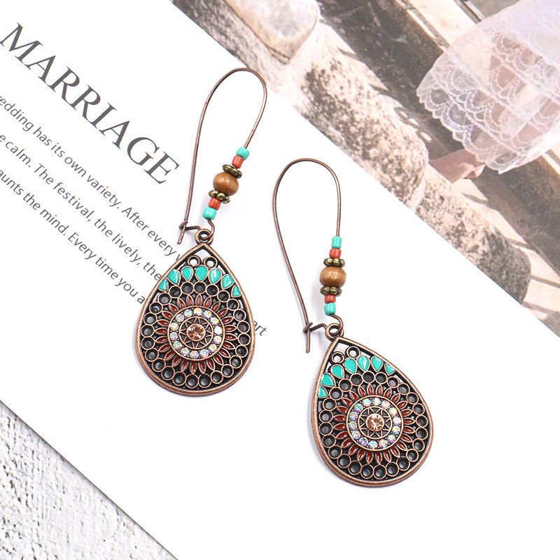 Bohemian National Style Drop Shaped Alloy Long Earrings