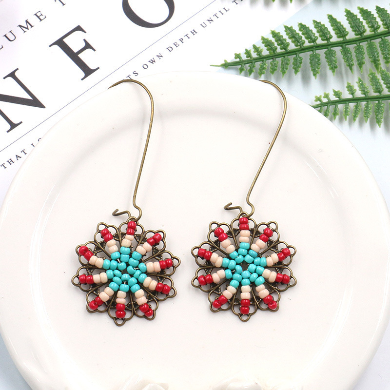 Bohemian National Style Drop Shaped Alloy Long Earrings