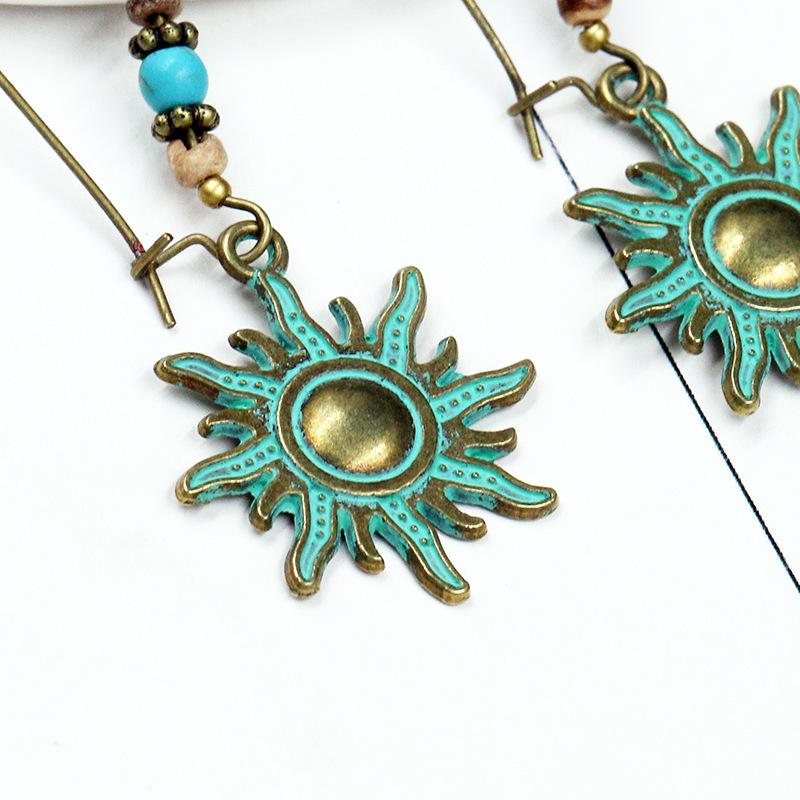 Bohemian National Style Drop Shaped Alloy Long Earrings