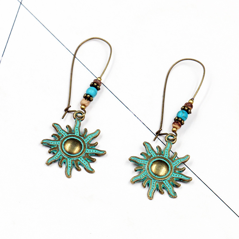 Bohemian National Style Drop Shaped Alloy Long Earrings