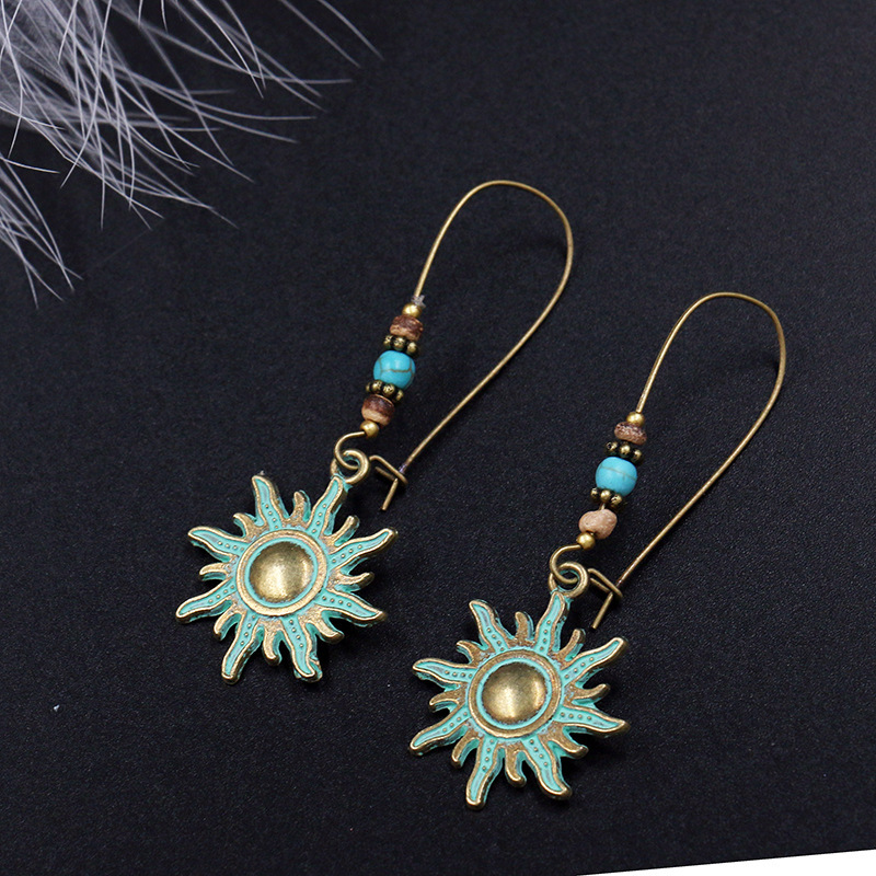 Bohemian National Style Drop Shaped Alloy Long Earrings