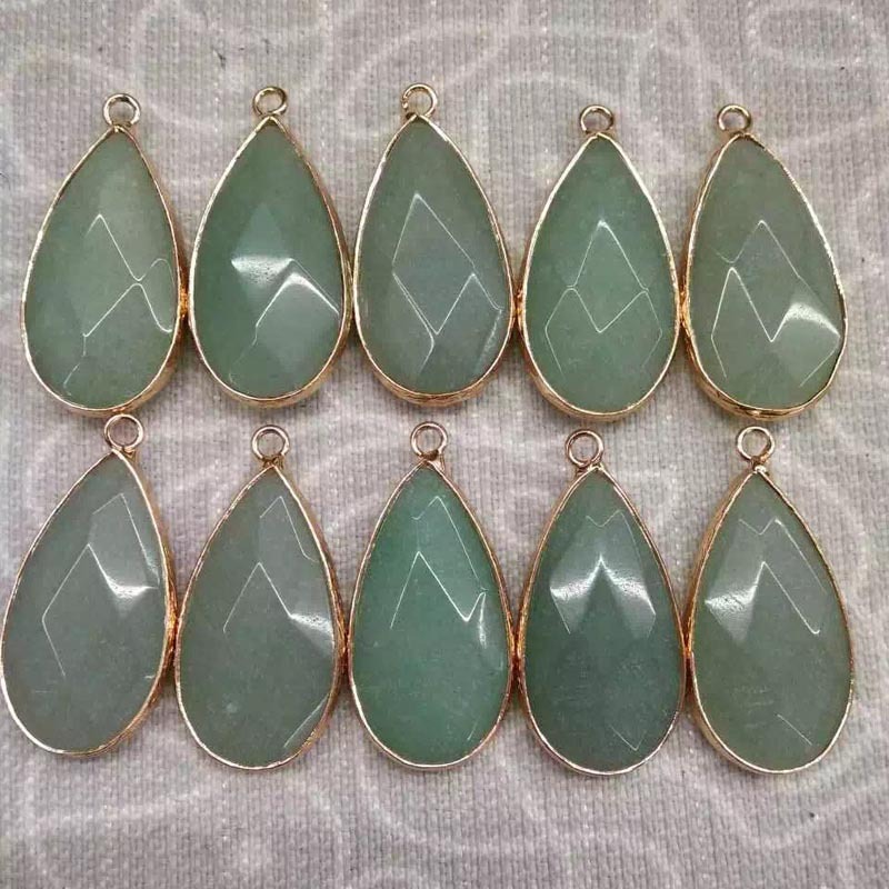 Wrapped Gold Natural Facted Waterdrop Gemstone Pendant