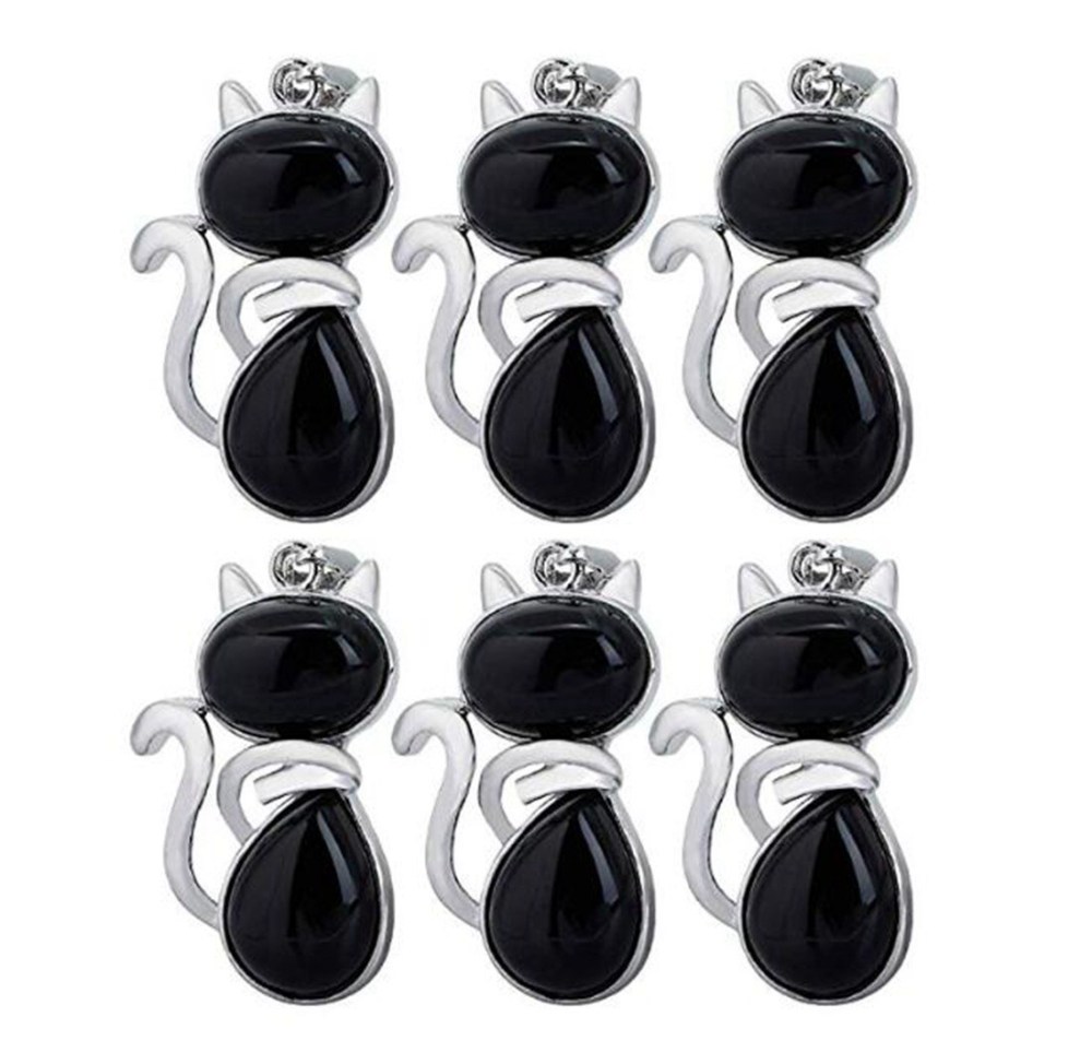 Silver Cate Stone Pendant Healing Crystal Necklace Animal Energy Chakra Amulet Handmade Jewelry for Women