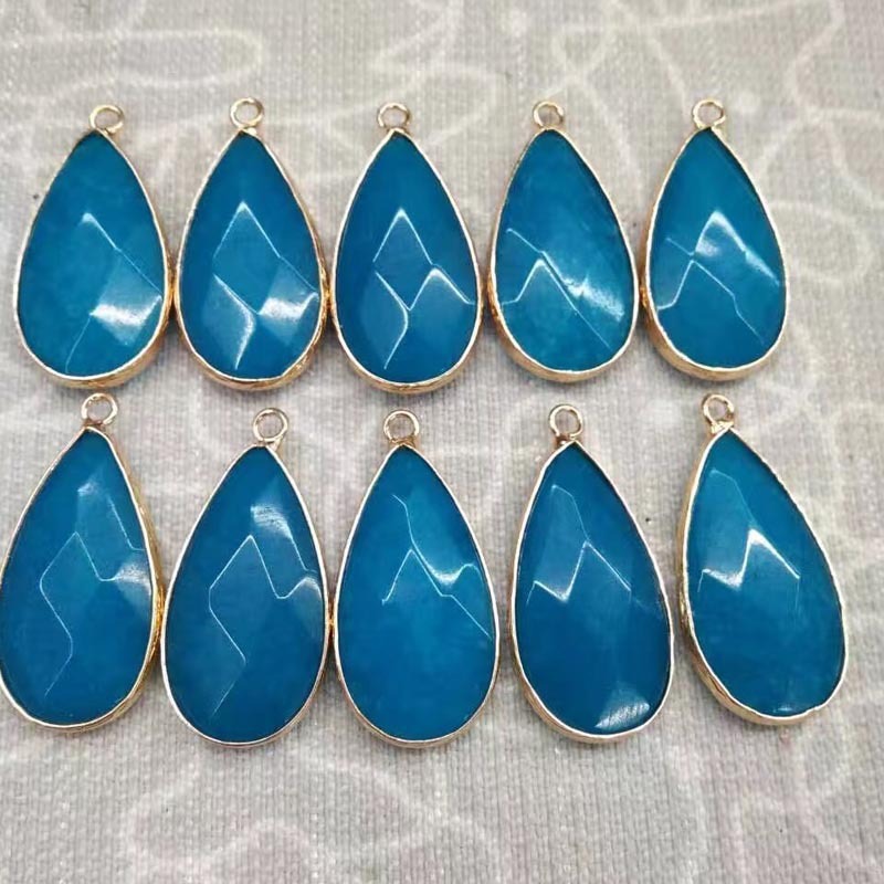 Wrapped Gold Natural Facted Waterdrop Gemstone Pendant