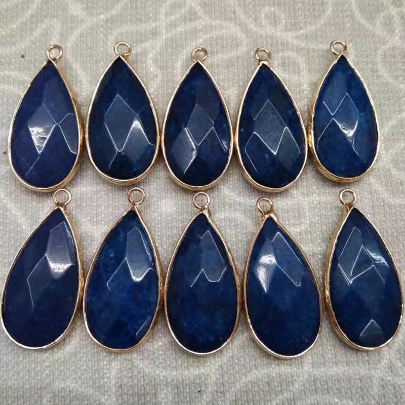 Wrapped Gold Natural Facted Waterdrop Gemstone Pendant