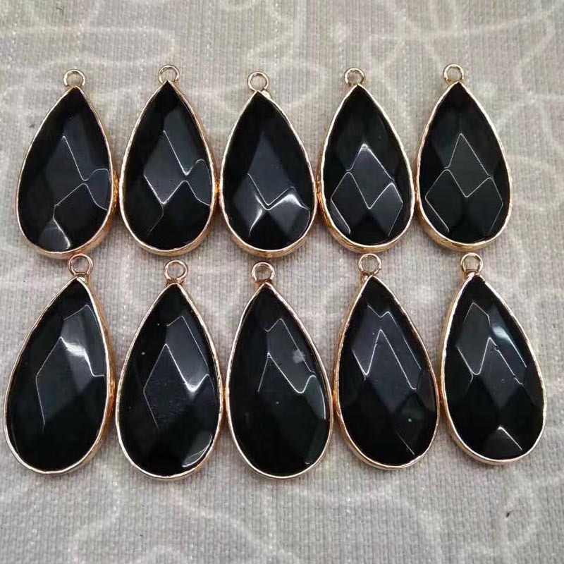 Wrapped Gold Natural Facted Waterdrop Gemstone Pendant