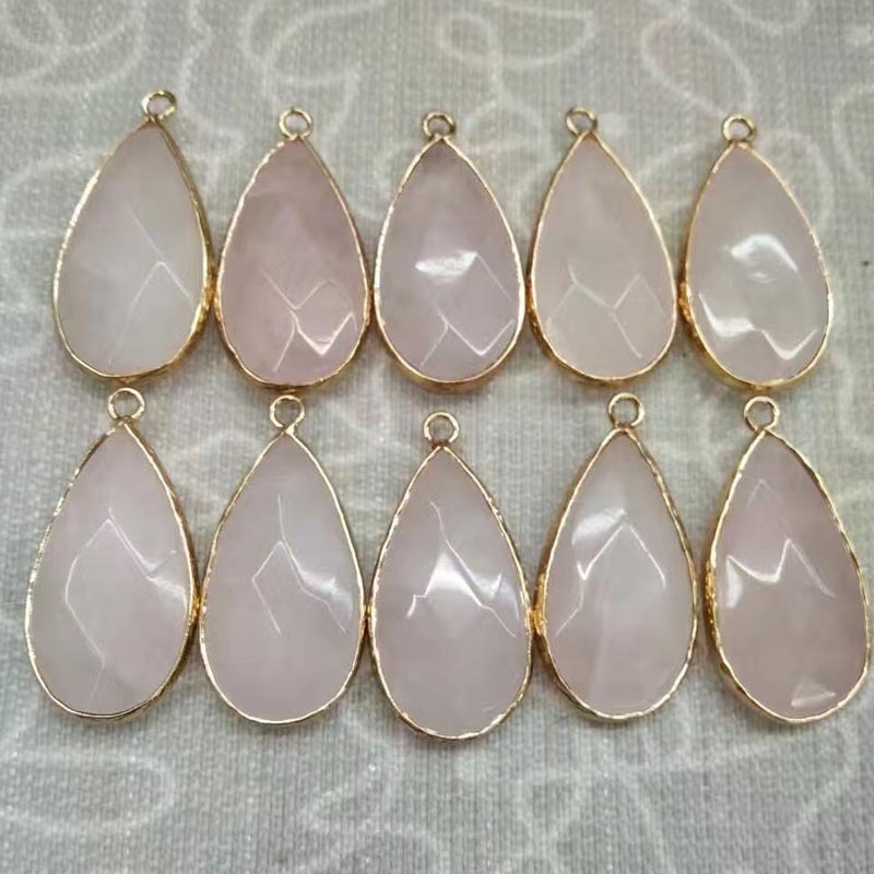 Wrapped Gold Natural Facted Waterdrop Gemstone Pendant
