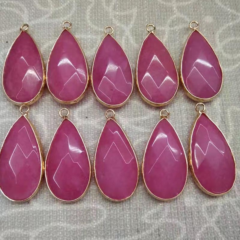 Wrapped Gold Natural Facted Waterdrop Gemstone Pendant