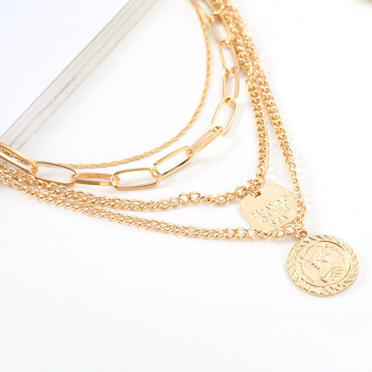 Multi Layered Necklace for Women - 3Pcs Summer Boho Necklace Chain with Pendant Coin