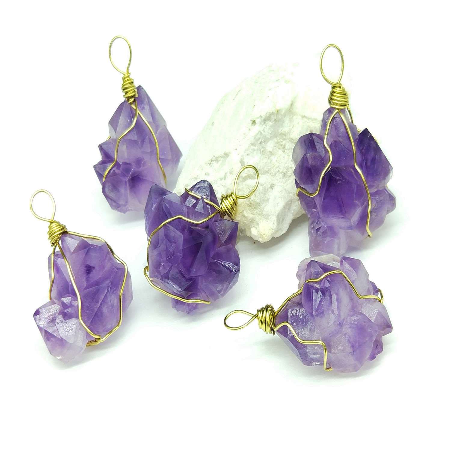 rockcloud Natural Purple Amethyst Quartz Crystal Cluster Geode Druzy Home Decoration Gemstone Specimen