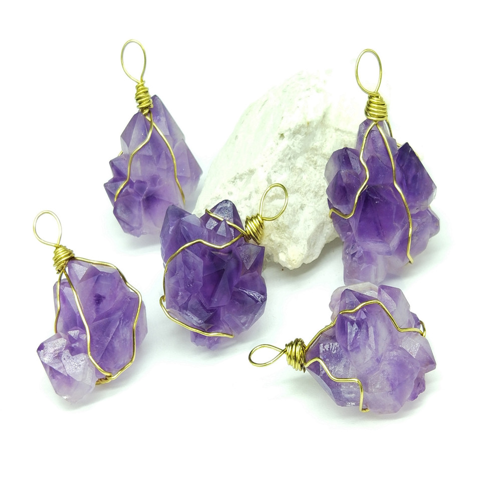 rockcloud Natural Purple Amethyst Quartz Crystal Cluster Geode Druzy Home Decoration Gemstone Specimen