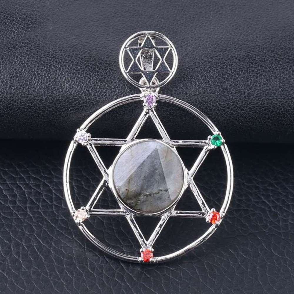 Natural Crystal Pendant, Star Series Hexagonal Star Energy Stone Pendant