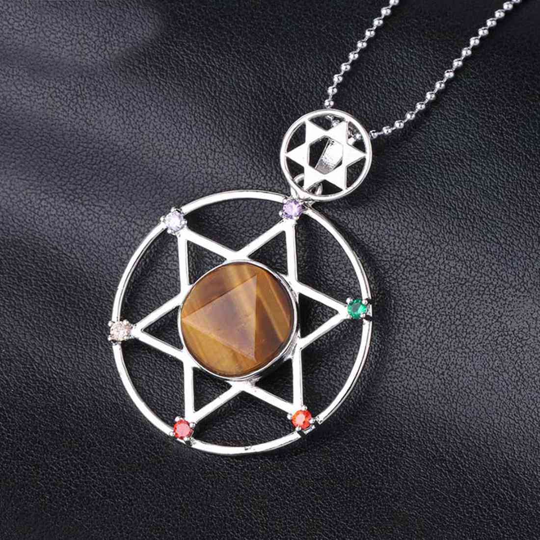 Natural Crystal Pendant, Star Series Hexagonal Star Energy Stone Pendant