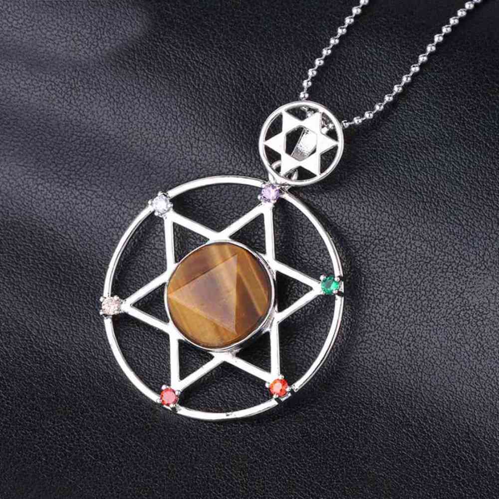 Natural Crystal Pendant, Star Series Hexagonal Star Energy Stone Pendant