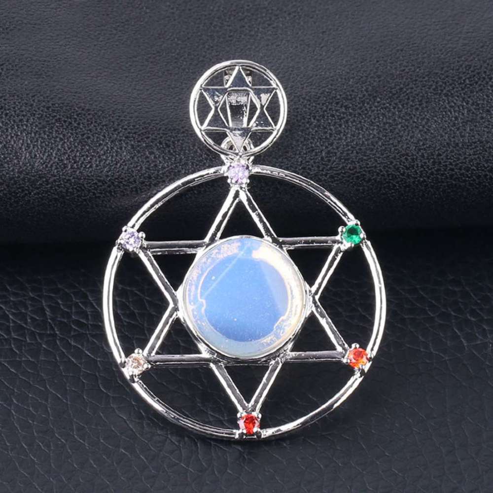 Natural Crystal Pendant, Star Series Hexagonal Star Energy Stone Pendant