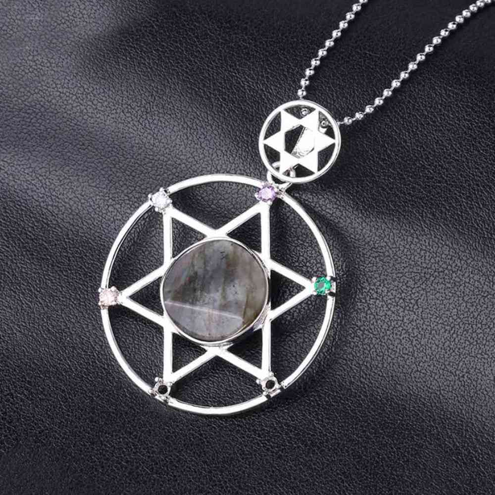 Natural Crystal Pendant, Star Series Hexagonal Star Energy Stone Pendant