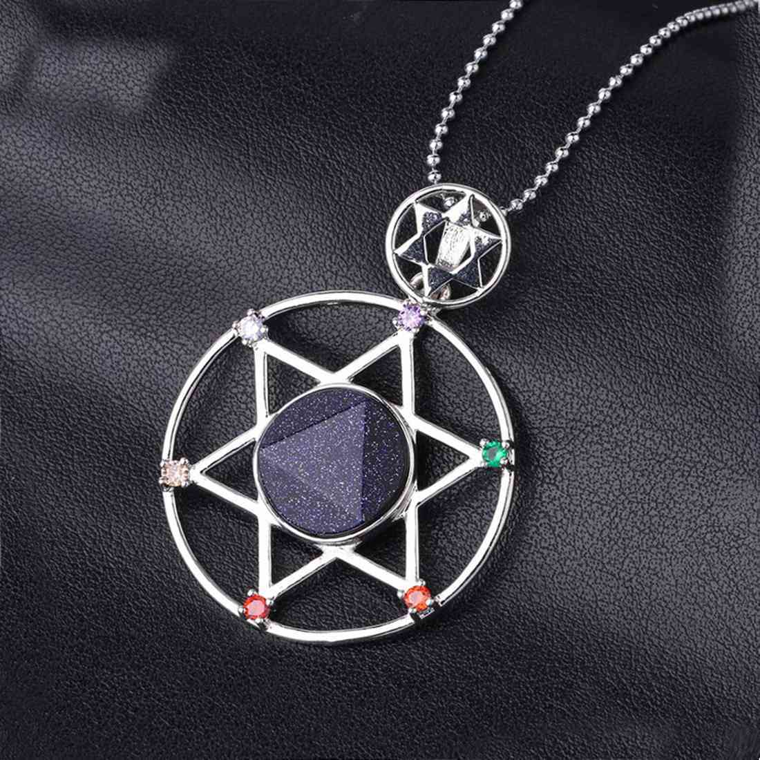 Natural Crystal Pendant, Star Series Hexagonal Star Energy Stone Pendant