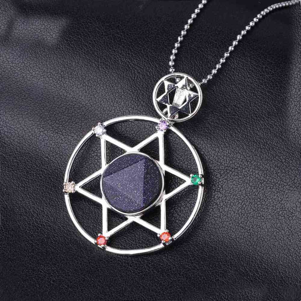 Natural Crystal Pendant, Star Series Hexagonal Star Energy Stone Pendant