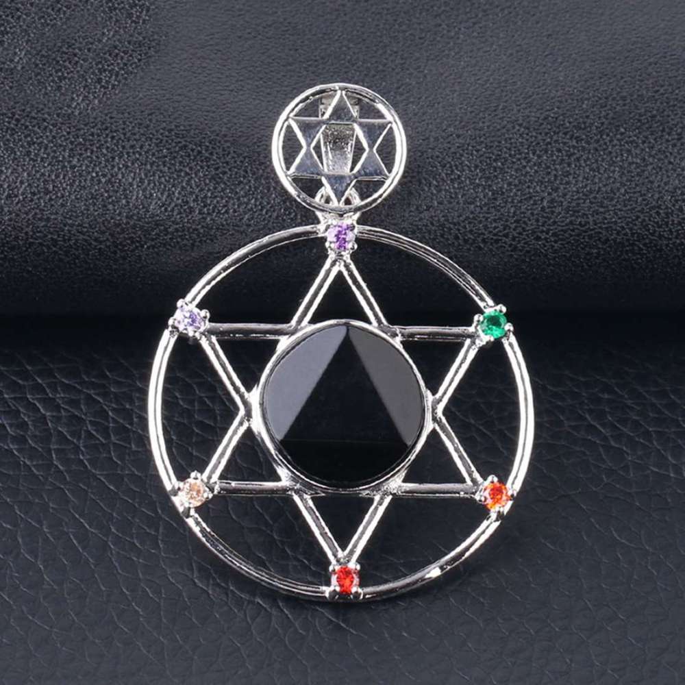 Natural Crystal Pendant, Star Series Hexagonal Star Energy Stone Pendant