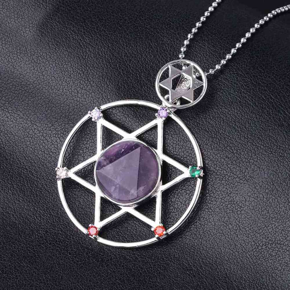 Natural Crystal Pendant, Star Series Hexagonal Star Energy Stone Pendant