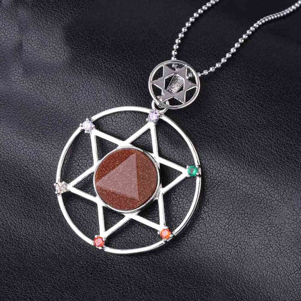 Natural Crystal Pendant, Star Series Hexagonal Star Energy Stone Pendant