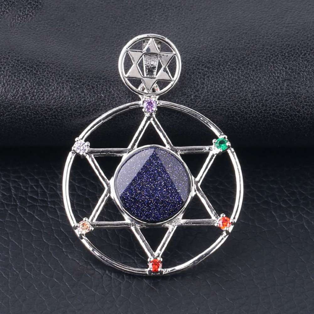 Natural Crystal Pendant, Star Series Hexagonal Star Energy Stone Pendant