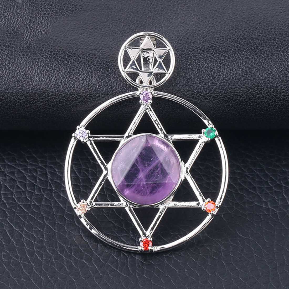 Natural Crystal Pendant, Star Series Hexagonal Star Energy Stone Pendant