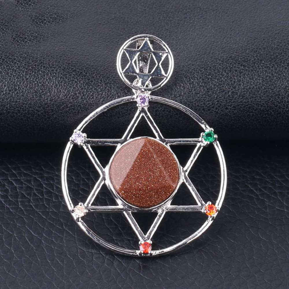Natural Crystal Pendant, Star Series Hexagonal Star Energy Stone Pendant
