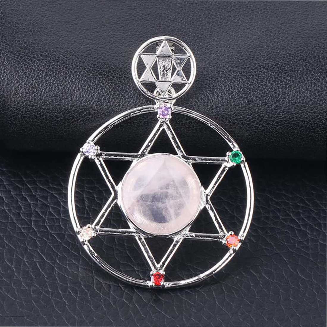 Natural Crystal Pendant, Star Series Hexagonal Star Energy Stone Pendant