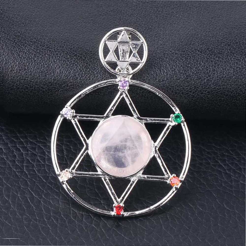 Natural Crystal Pendant, Star Series Hexagonal Star Energy Stone Pendant