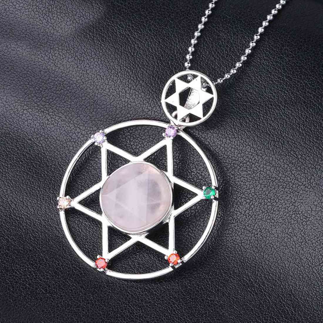 Natural Crystal Pendant, Star Series Hexagonal Star Energy Stone Pendant