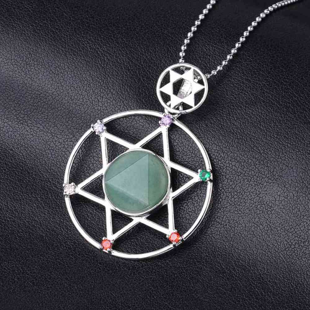 Natural Crystal Pendant, Star Series Hexagonal Star Energy Stone Pendant
