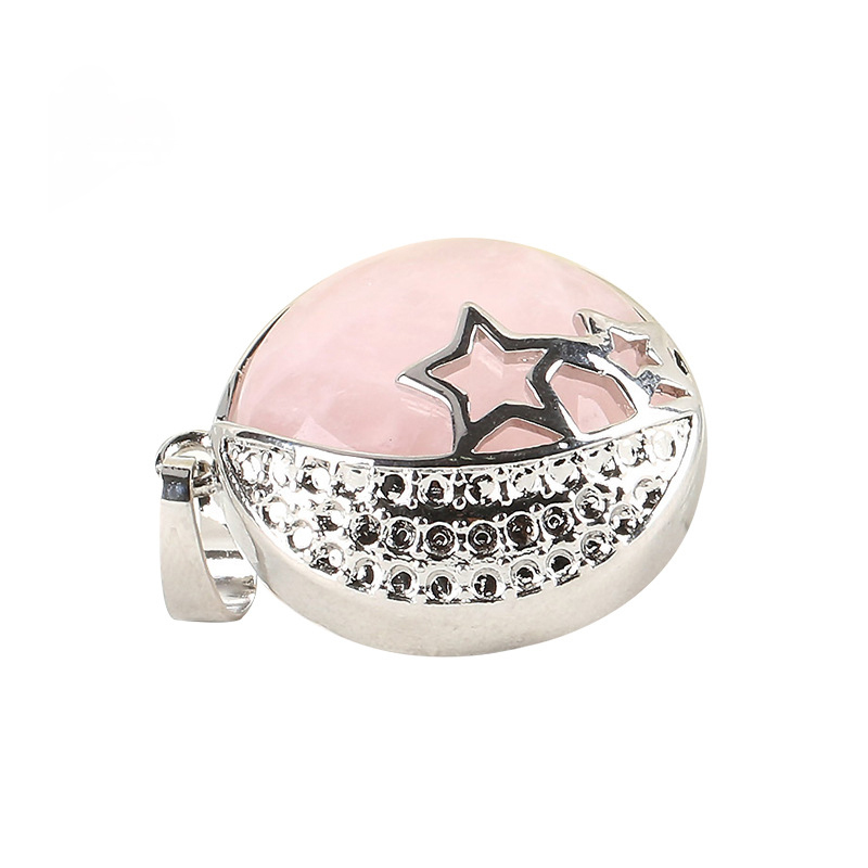 Natural Gemstones Moon and Star Healing Crystal Chakra Pendant
