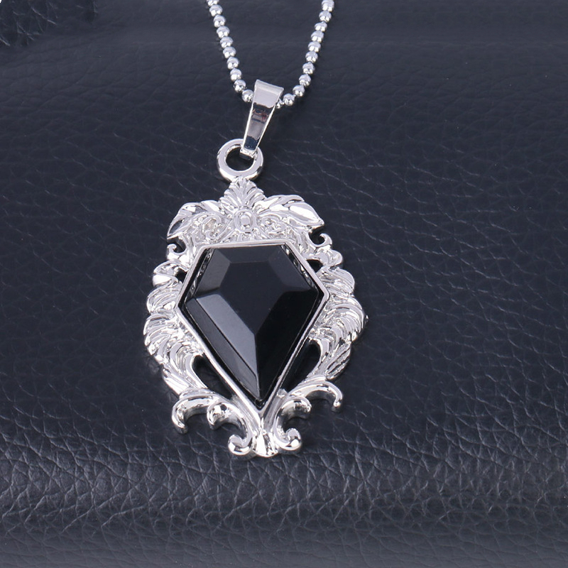 Silver Alloy Natural Faceted Diamond Gemstone Mirror Pendant