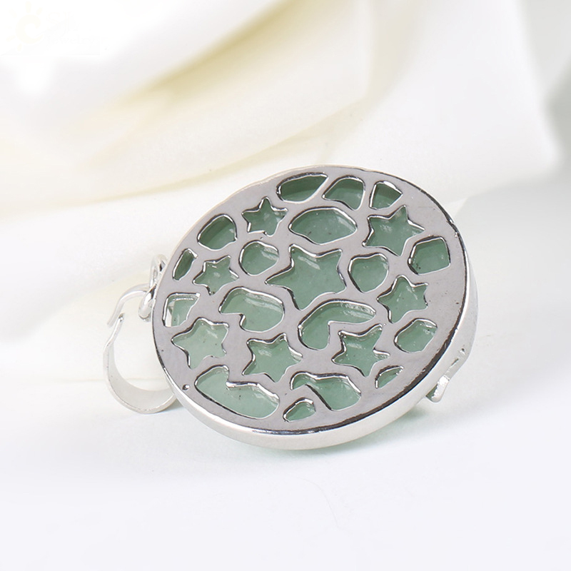 Natural Gemstones Moon and Star Healing Crystal Chakra Pendant