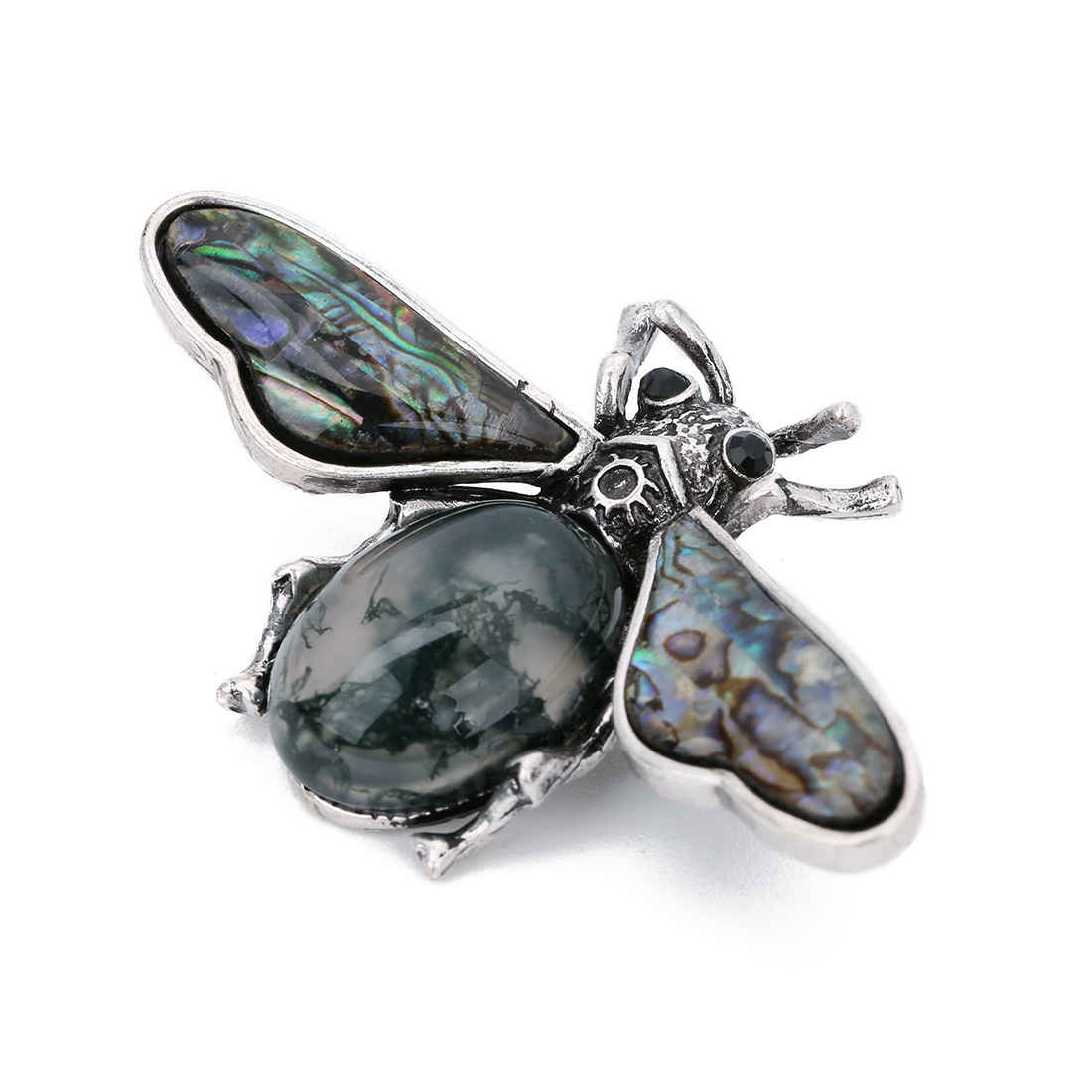 Natural Gemstone Abalone Wing Bee Pendant Brooch 55x34CM for women men