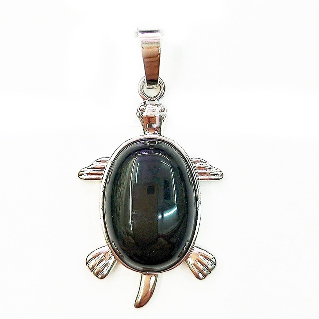 Silver  Natural Gemstone Tortoise Charms Pendant