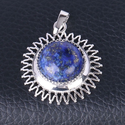 Natural Round Gemstone Sunflower & Chrysanthemum Stone Pendant