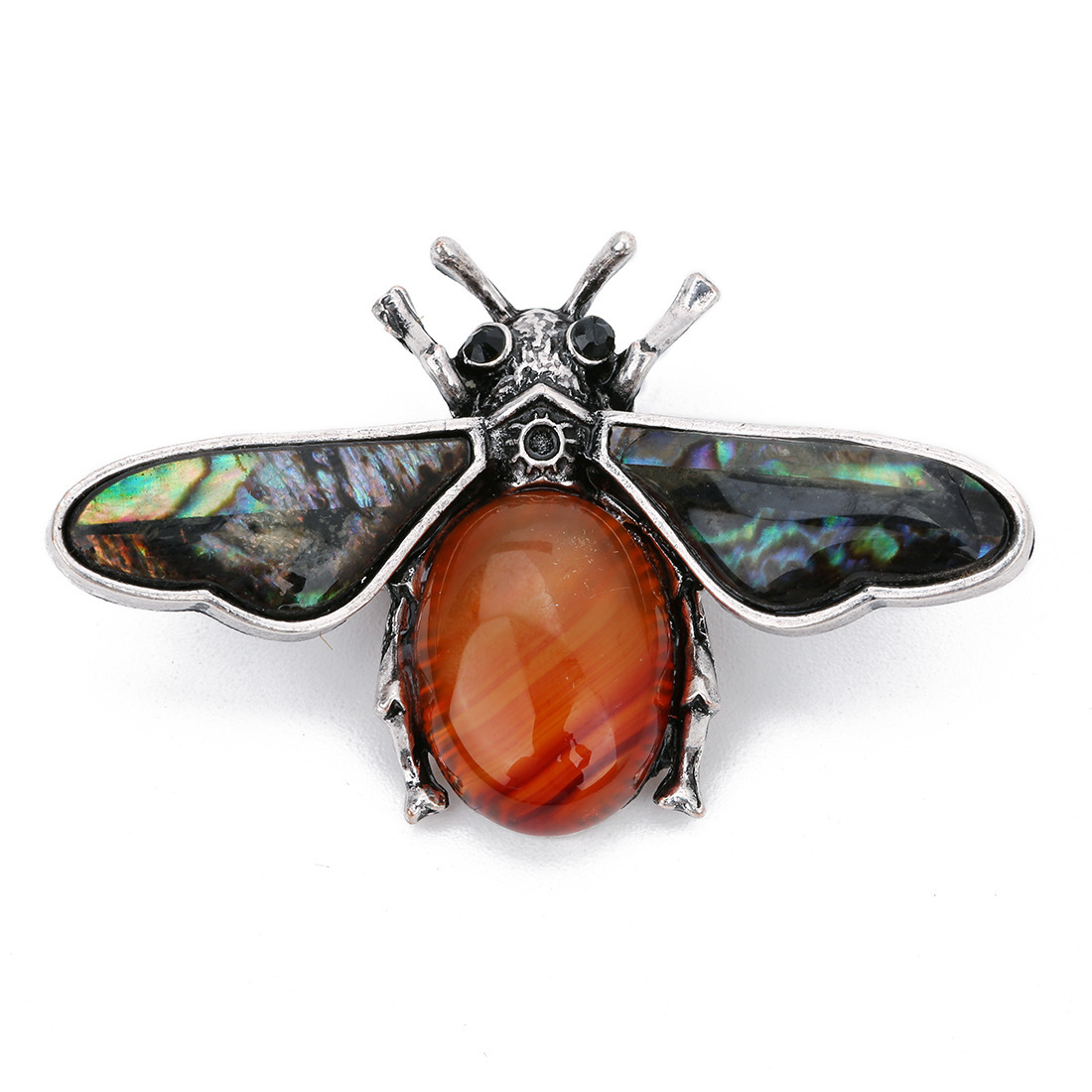 Natural Gemstone Abalone Wing Bee Pendant Brooch 55x34CM for women men