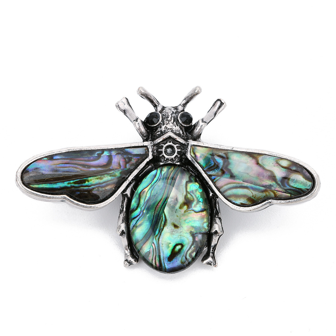 Natural Gemstone Abalone Wing Bee Pendant Brooch 55x34CM for women men