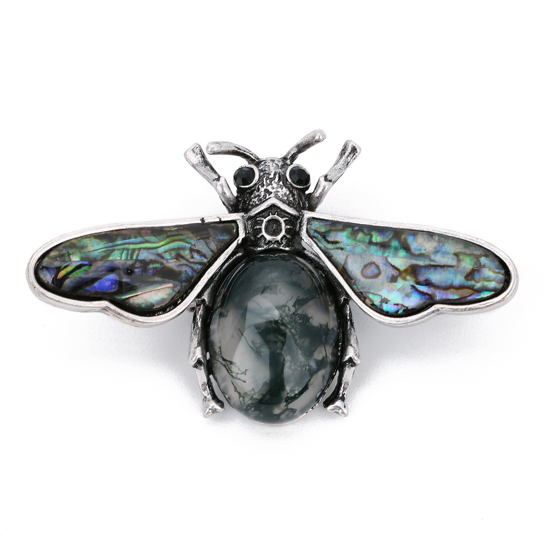 Natural Gemstone Abalone Wing Bee Pendant Brooch 55x34CM for women men