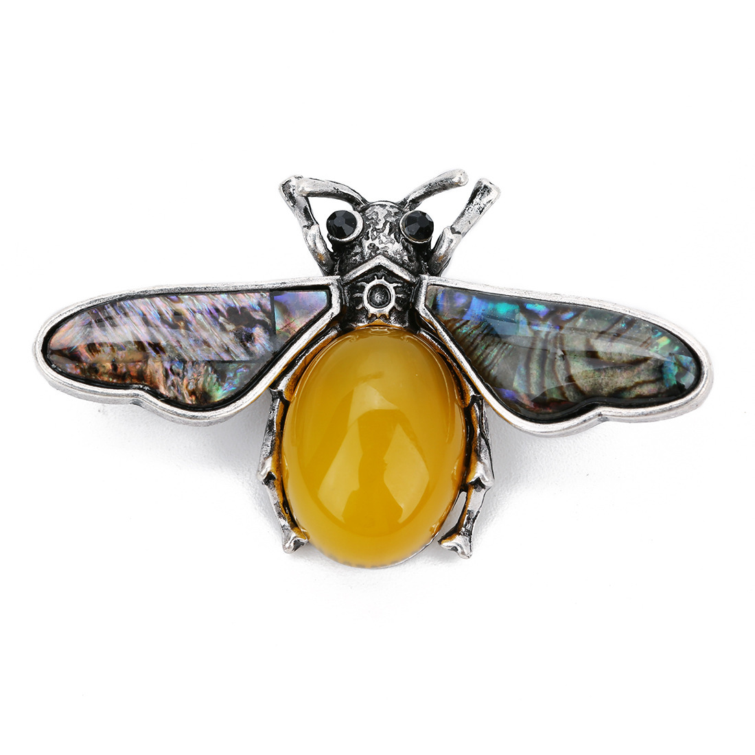 Natural Gemstone Abalone Wing Bee Pendant Brooch 55x34CM for women men