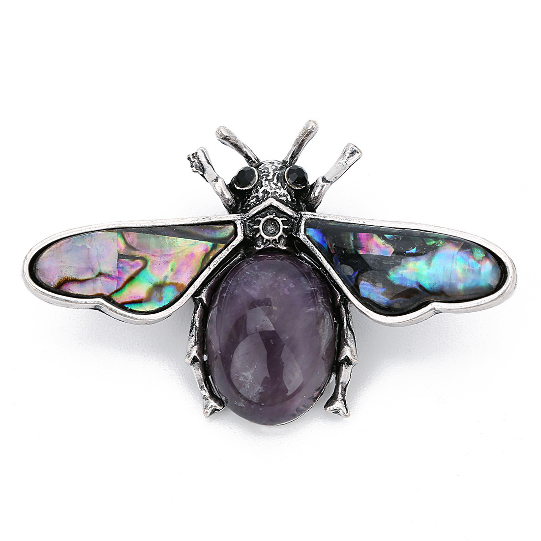 Natural Gemstone Abalone Wing Bee Pendant Brooch 55x34CM for women men