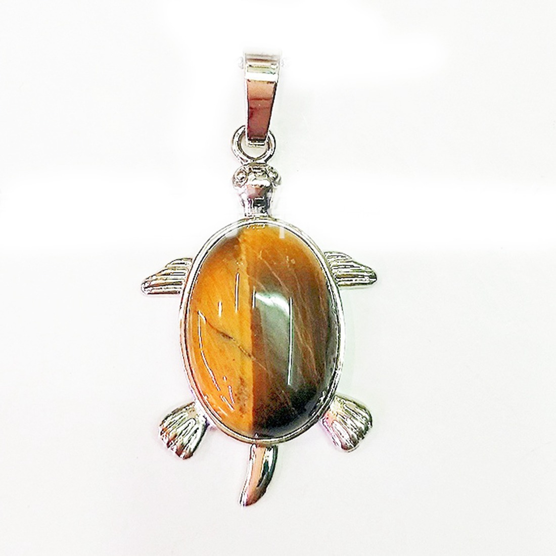 Silver  Natural Gemstone Tortoise Charms Pendant