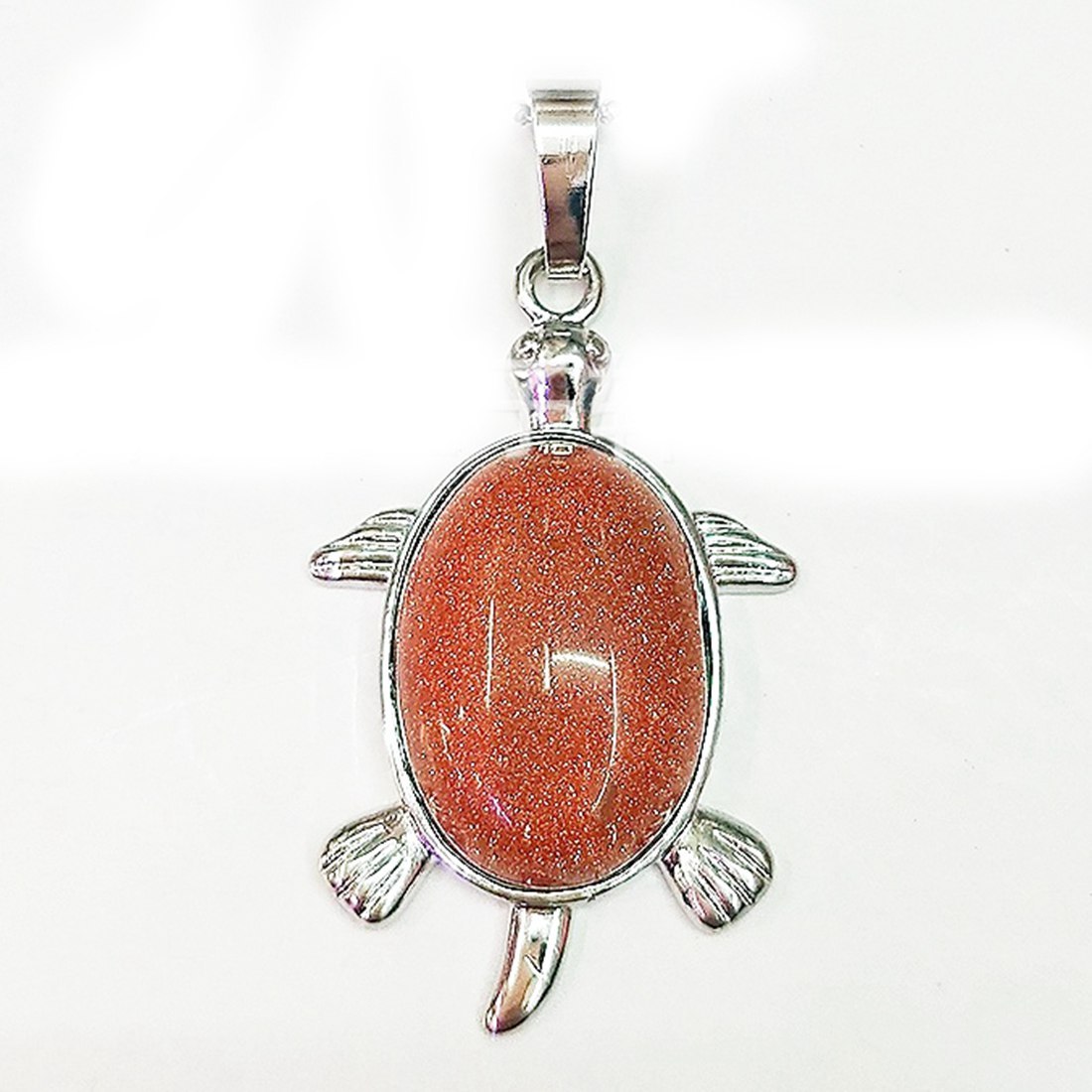Silver  Natural Gemstone Tortoise Charms Pendant