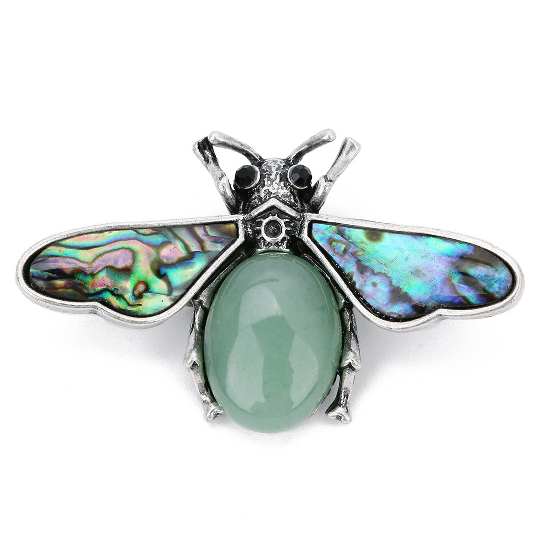 Natural Gemstone Abalone Wing Bee Pendant Brooch 55x34CM for women men