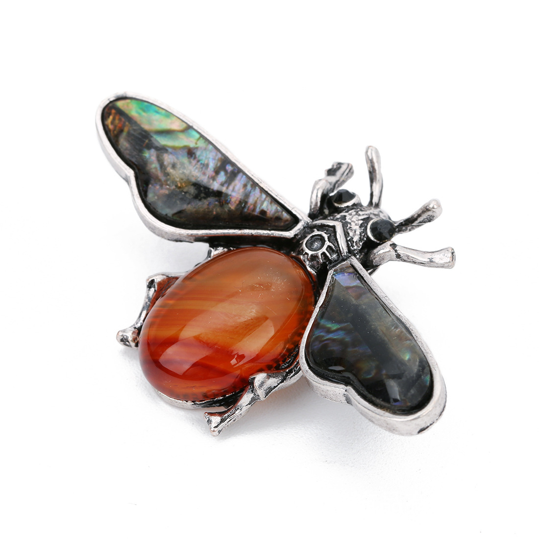 Natural Gemstone Abalone Wing Bee Pendant Brooch 55x34CM for women men