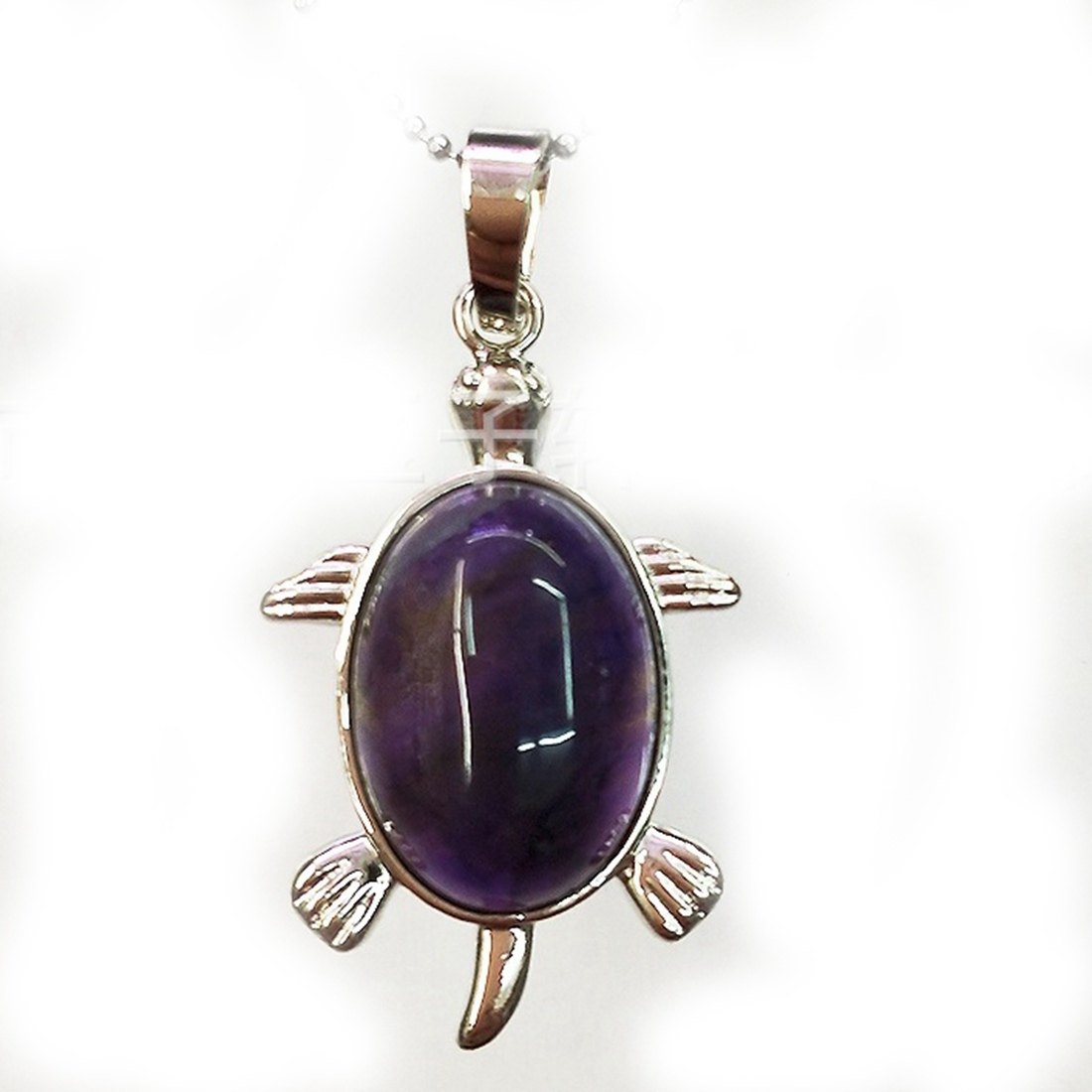 Silver  Natural Gemstone Tortoise Charms Pendant