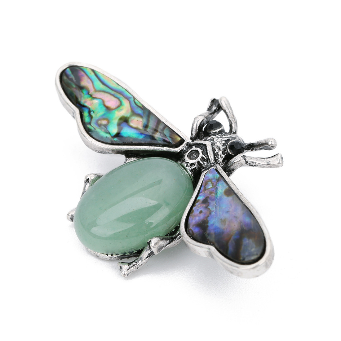 Natural Gemstone Abalone Wing Bee Pendant Brooch 55x34CM for women men
